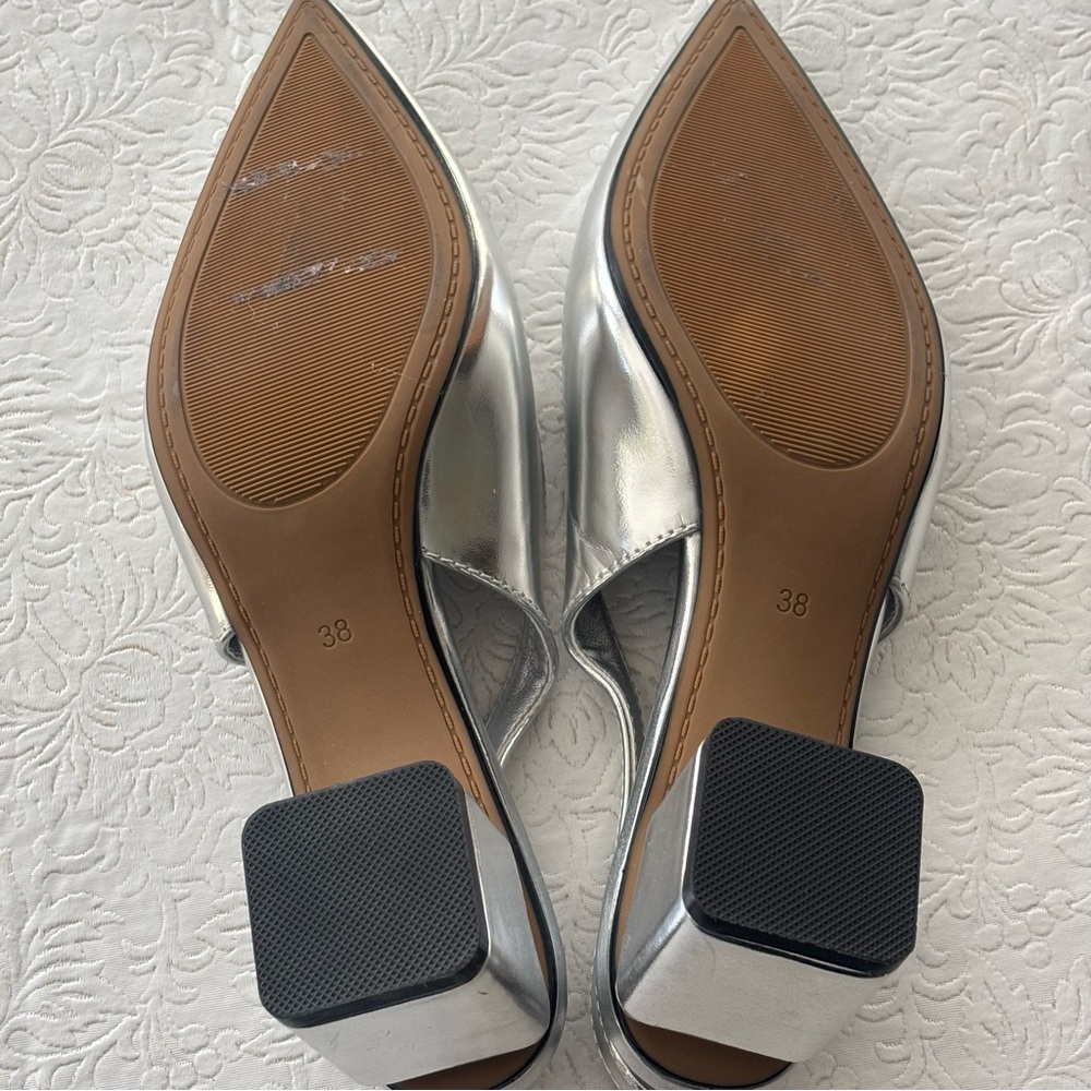 London Rag Silver Slingback Block Heel Pump, Size 7.5-8 - Picture 13 of 15